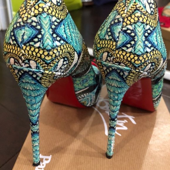 Louboutin Geniune Python Peep toe platform pumps - Picture 5 of 5